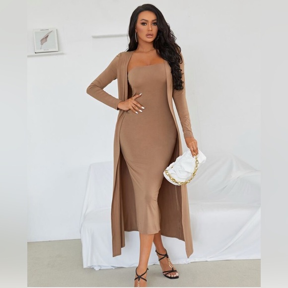 Elegant Maxi-length Coffee Duster - Picture 1 of 4
